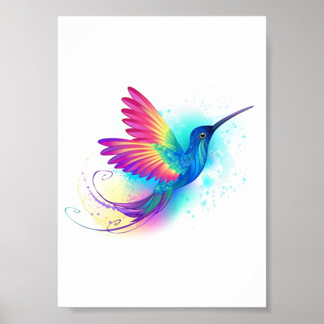 Poster Exotic Rainbow Hummingbird (Devant)