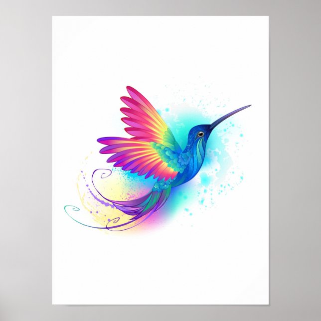 Poster Exotic Rainbow Hummingbird (Devant)