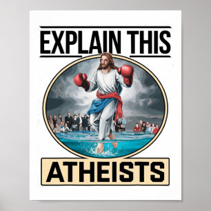 Poster Expliquez Ces Gants de Boxe Jésus Athées Drôle Me