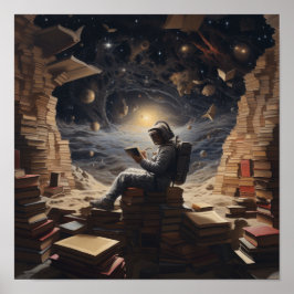 Poster Explorateur cosmique : La lecture astronaute dans
