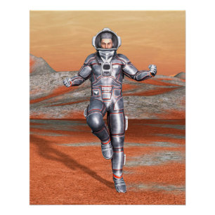 Poster Explorateur de Mars Astronaute Planète Alien Art S