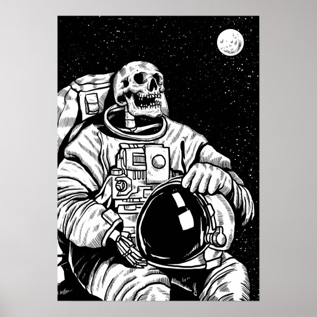 Poster Exploration spatiale de la lune astronaute de sque (Devant)