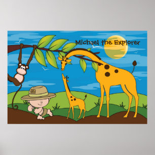 Poster Explorer sur une Jungle Safari Salle pour enfants 