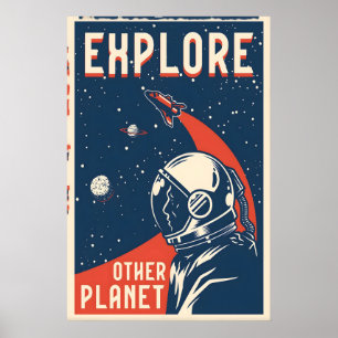 Poster Explorez l'affiche de voyage spatial d'une autre p