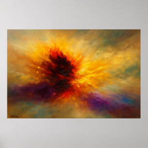 Poster Explosion Abstraite de Feu Cosmique en Couleur Viv