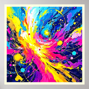 Poster Explosion Cosmique : Art vibrant éclaboussé
