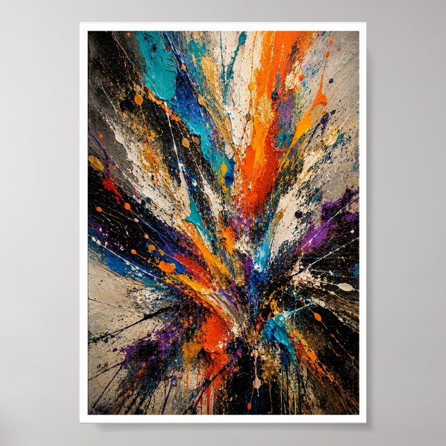 Poster Explosion de Couleur Abstrait  (Devant)