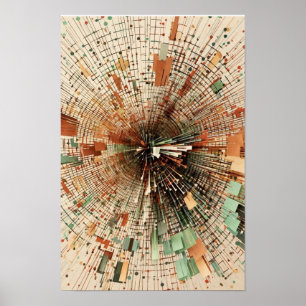 Poster Explosion de données organiques - Terracotta Sage