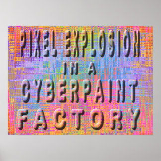 Poster Explosion de pixels dans une usine de cyberpeintur