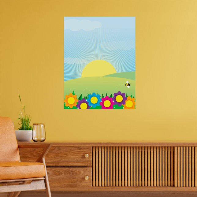 Poster Explosion de soleil dans une prairie printanière a (Créateur téléchargé)