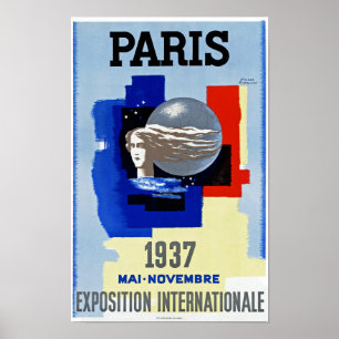 Poster Exposition 1937 de ~ de Paris Internationale