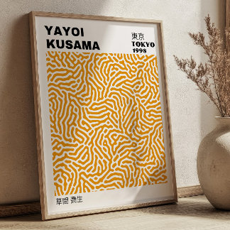 Poster Exposition Abstraite Jaune de Yayoi Kusama Japonai