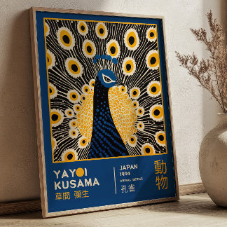 Poster Exposition d'art japonais Yayoi Kusama Peacock Bir