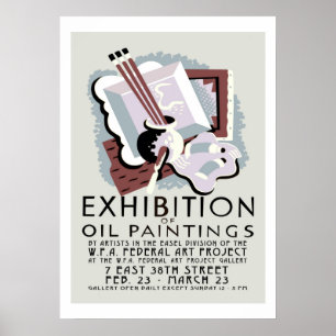 Poster Exposition de peintures à l'huile