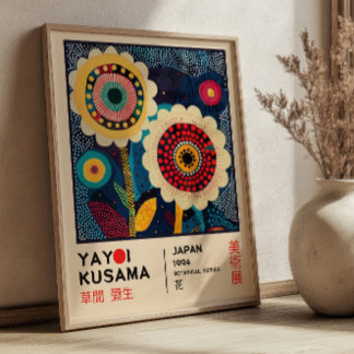 Poster Exposition Florale Yayoi Kusama Rétro Botanique
