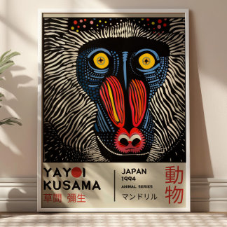 Poster Exposition japonaise rétro Yayoi Kusama Mandrill