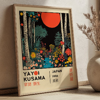 Poster Exposition RETRO Paysage Japonais Yayoi Kusama 