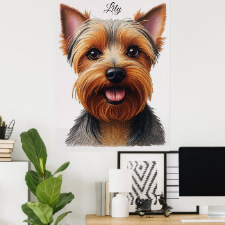 Poster Expressif gros plan Yorkshire Terrier Portrait de