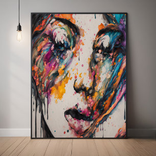 Poster Expression Abstraite vive - Tombant dans l'art de 
