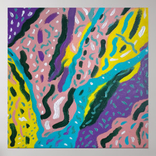 Poster Expressive Abstract Paint in Multi-colors