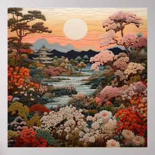 Poster Exquise Tapisserie japonaise traditionnelle Art :