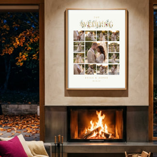 Poster Exquisite Botanical Wedding Photo Collage TLW26