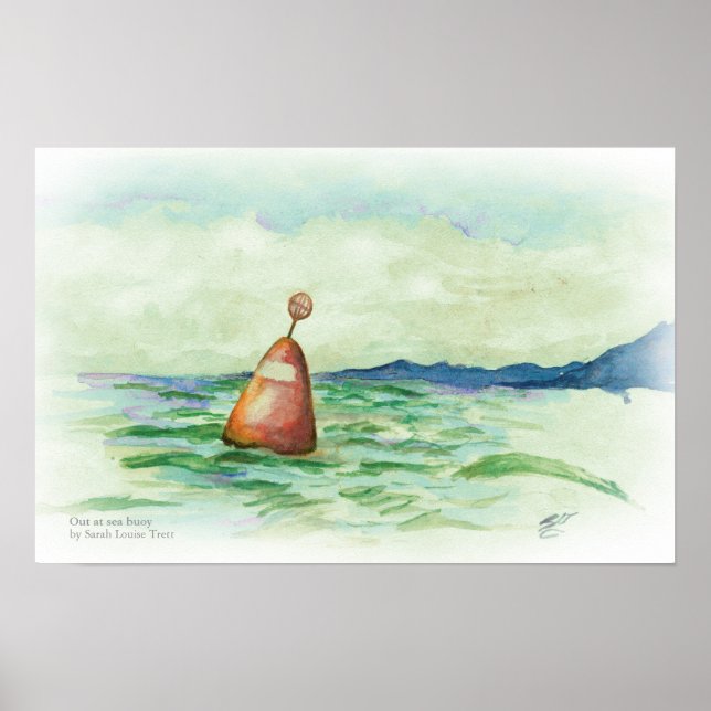 Poster Extérieur en mer Bouée aquarelle imprimer (Devant)
