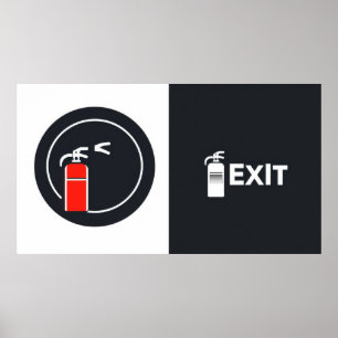 Poster Extincteur d'incendie avec panneau de sortie