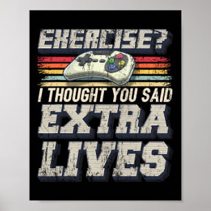 Poster Extra Lives Funky Video Game Contrôleur Retro Jeu