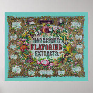 Poster Extraits de cuisson de fruits à fleurs victoriens
