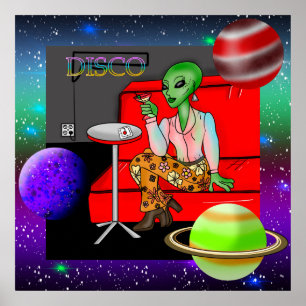 Poster Extraterrestre rétro des années 1970 dans Disco Lo