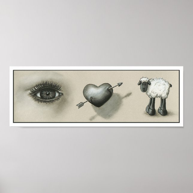 Poster Eye Heart Ewe imprimé (Devant)