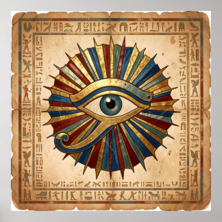 Poster Eye of Horus with Hieroglyphs Egyptian Spiritual