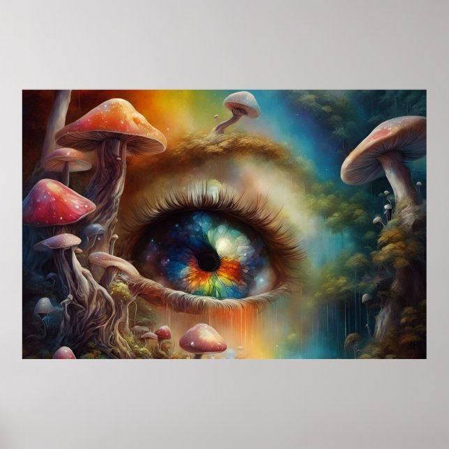 Poster Eyeball dans un imaginaire magique forêt de champi (Devant)