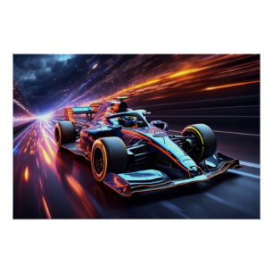 Poster F1 Vitesse D'Éclatement À Travers Des Pistes Légèr