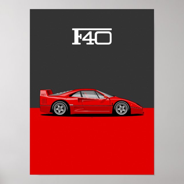 Poster F40 Classic holy trinity car (Devant)