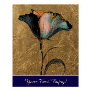 Poster *~* F4 Elégant Flower Gold Vintage 23