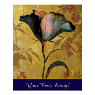 Poster *~* F4  Fleur Élégante Or  Vintage 23