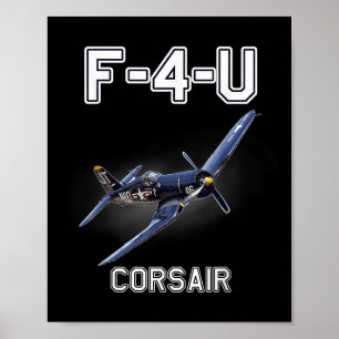 Poster F4u Corsair Warbird Aéronefs militaires 2ème guerr