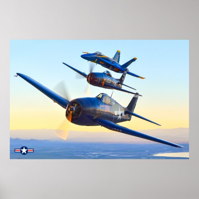 Poster F6F HELLCAT, F8F BEARCAT et F/A-18C HORNET (Devant)
