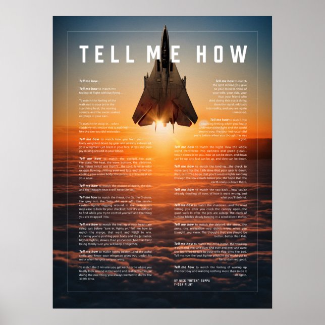 Poster F-14 avec Tell Me How ode aux pilotes militaires (Devant)