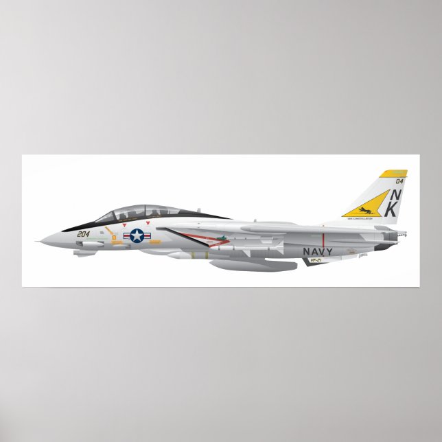 Poster F-14 Tomcat Military Fighter Jet VF-21 (Devant)