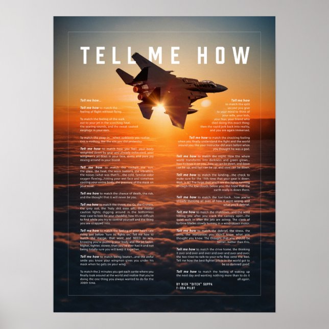 Poster F-15E avec Tell Me How ode aux pilotes militaires (Devant)