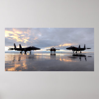 Poster F-15SG et deux F-15E Strike Eagles Force aérienne