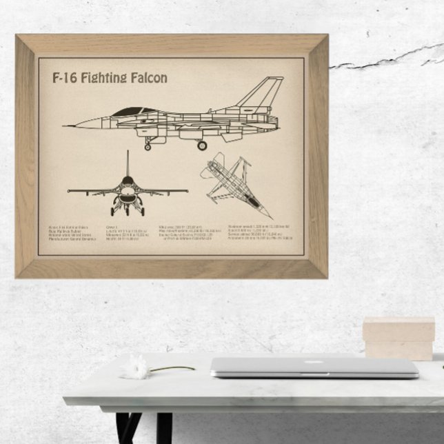 Poster F-16 Faucon de combat - Plan directeur de l'avion  (Créateur téléchargé)