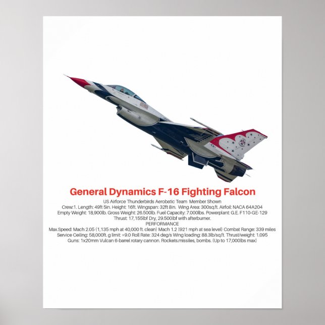Poster F-16 Fighting Falcon Fighter Jet (Devant)