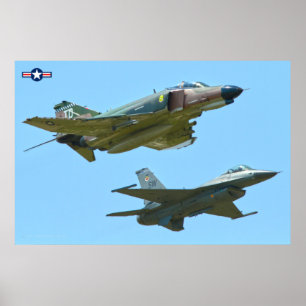 Poster F-4 PHANTOM et F-16 FALCON DE COMBAT