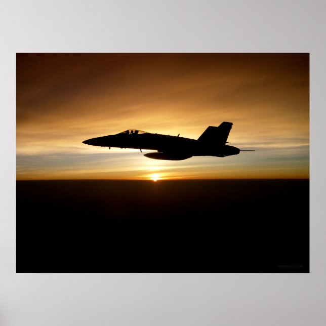 Poster F/A-18C au coucher du soleil (Devant)