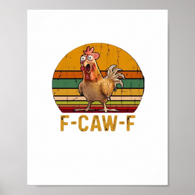 Poster F-Caw-F Chicken Humor Essential Minimal Clean (Devant)