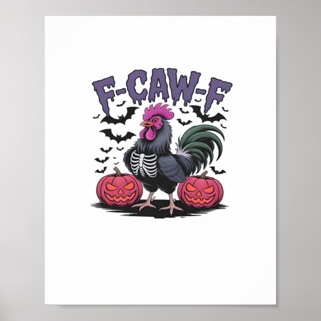 Poster F-Caw-F Funny Chicken Classic Retro Graphic (Devant)